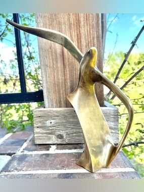 Mid-Century Modern Solid Brass Seagull Sculpture